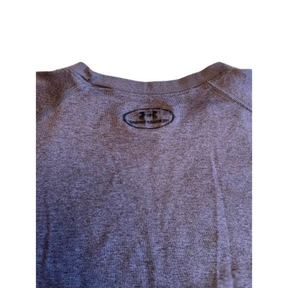 Under Armour HeatGear Gray T Shirt Youth Boys Large Loose Crew Black Logo - Picture 4 of 6